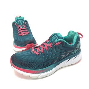 HOKA One One W Clifton 4 Teal & Pink Running Shoes